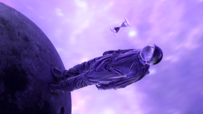 宇航员站立星球VJ大屏素材