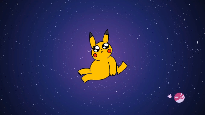 手绘星空皮卡丘VJ大屏素材