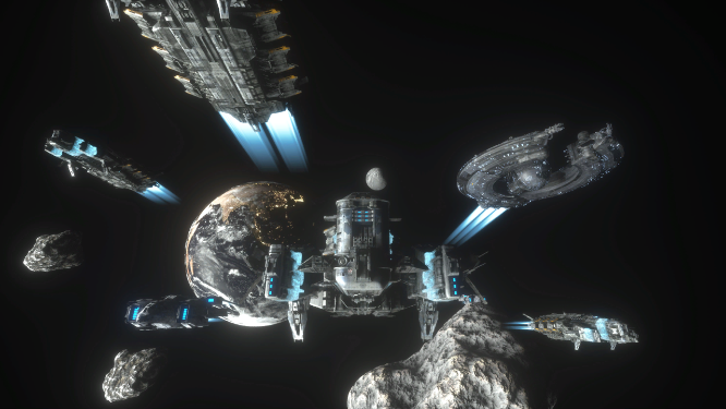 宇宙战舰飞船星际VJ大屏素材冰屏素材