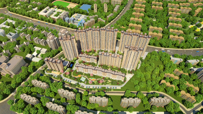 航拍地产建筑绿化区位动画素材