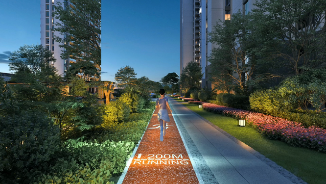 住宅小区荧光跑道动画素材