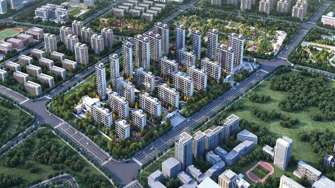 高端住宅区位航拍三维镜头