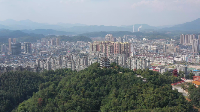 四线城市建筑环境航拍画面
