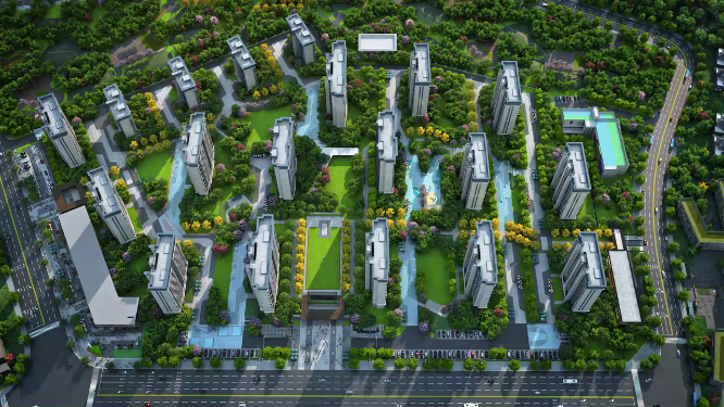 地产建筑区位景观规划动画素材