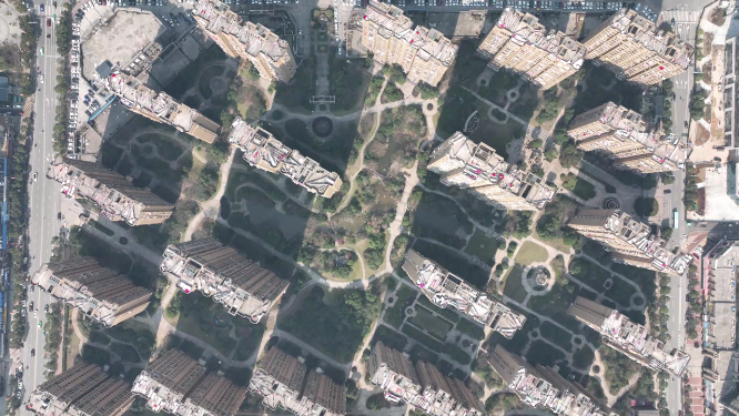 高空航拍城市地产建筑画面