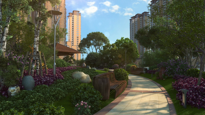 住宅小区园林步道景观三维动画