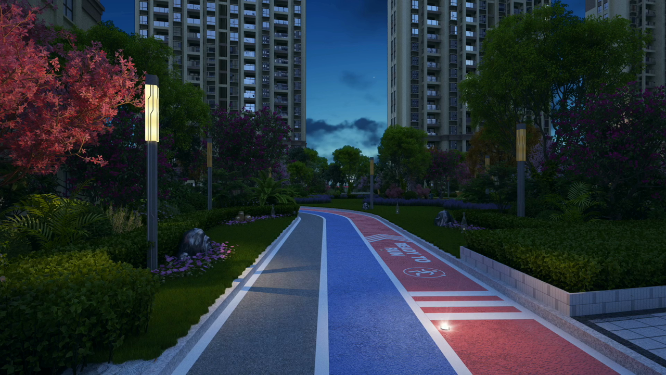 住宅小区健康跑道三维动画
