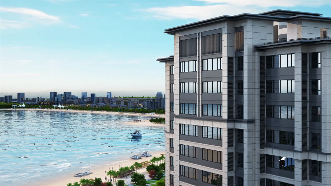 唯美海景房建筑外景动画镜头
