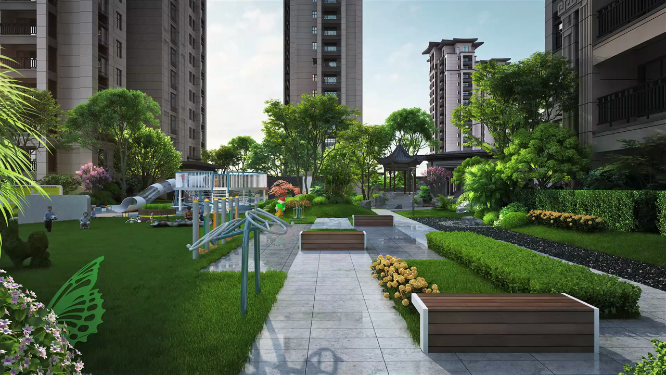 住宅小区健身活动区动画素材