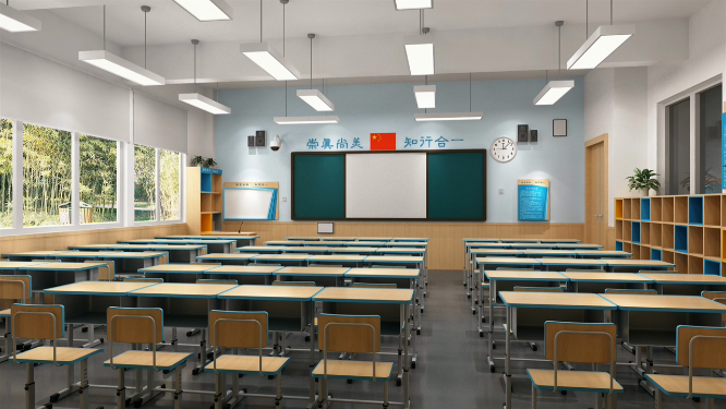 学校教室课堂空镜三维动画