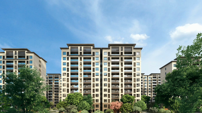 联排洋房建筑外景三维动画