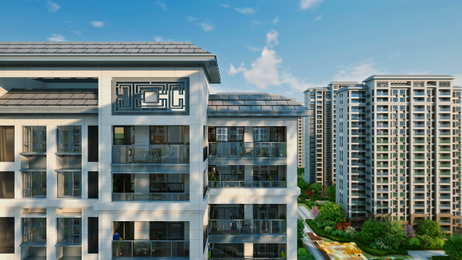 洋房建筑屋顶特写三维动画