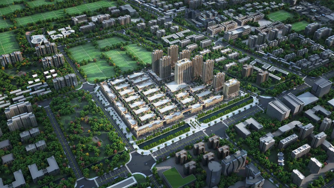 航拍建筑项目区位三维动画