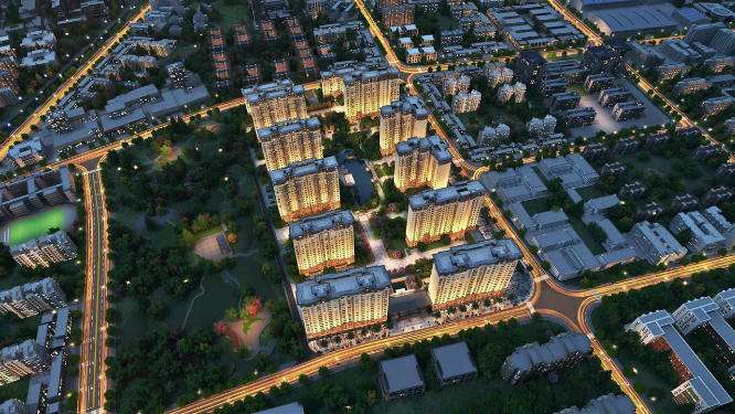航拍城市建筑夜景区位动画（合集）
