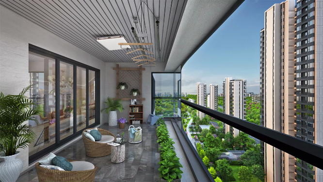 住宅小区超大阳台景观动画素材