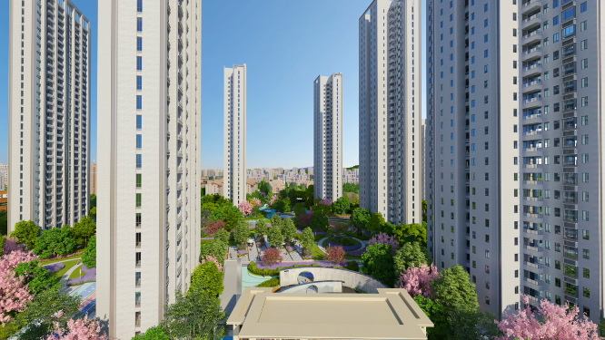住宅小区中庭园林绿化三维动画