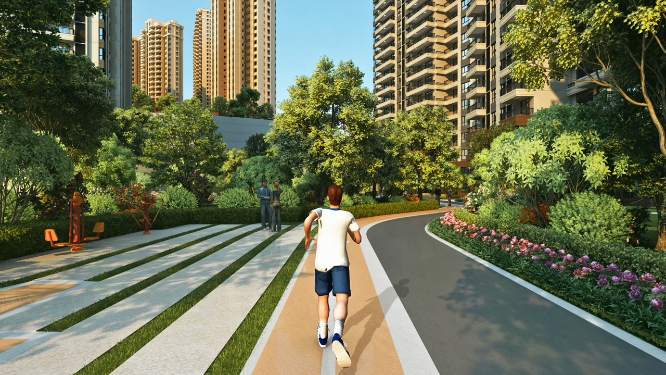 住宅小区健康跑道三维动画