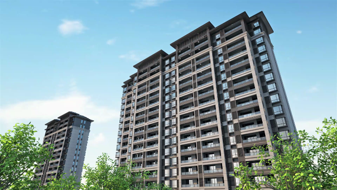 住宅小区高楼外景三维效果