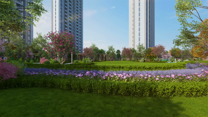住宅小区阳光草坪三维动画