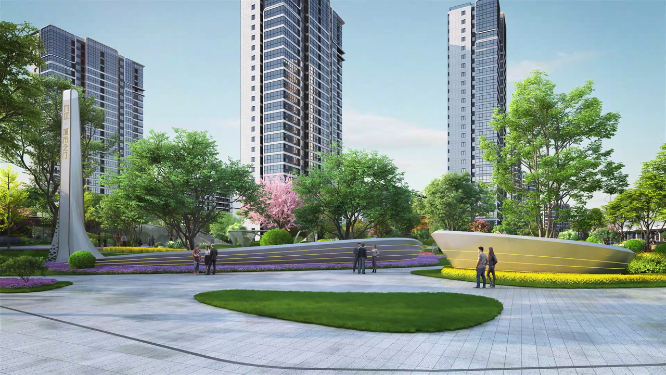 城市居民休闲广场三维动画