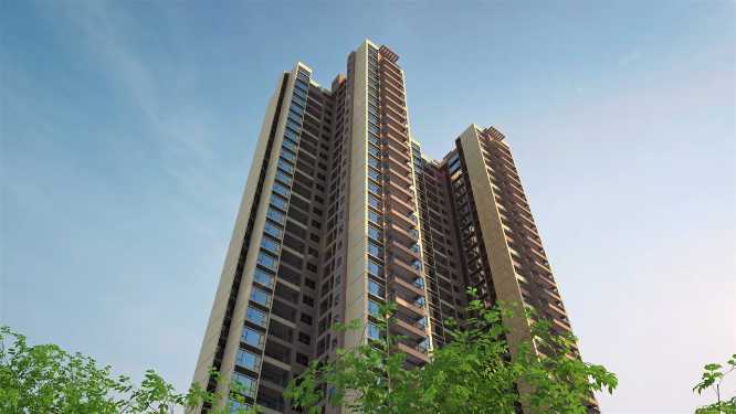 仰拍地产建筑外景三维动画