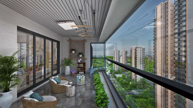 高层建筑阳台景观动画素材