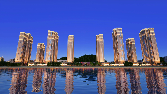 高端江景房夜景动画素材