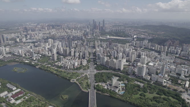 高空鸟瞰城市风光 