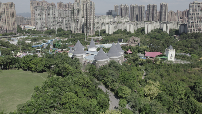 城市别墅区航拍