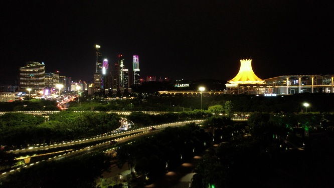 南宁城市夜景车流