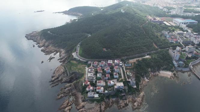 航拍俯瞰威海金海湾栈桥夏季视频合集