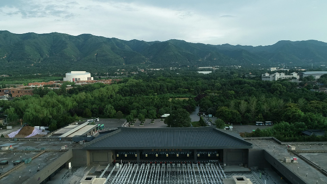 航拍临潼兵马俑景区风光