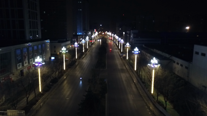 西安夜景  航拍车流大桥