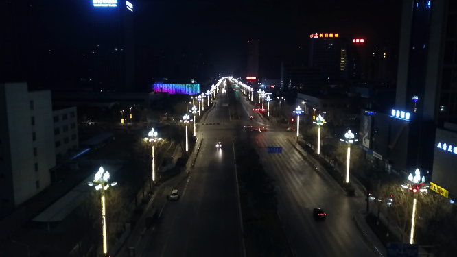 西安夜景  航拍车流大桥