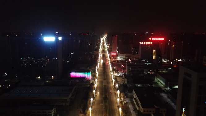 西安夜景  航拍车流大桥