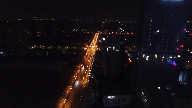 西安夜景  航拍车流大桥