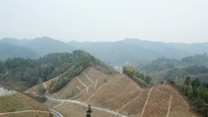 西安乡村道路航拍