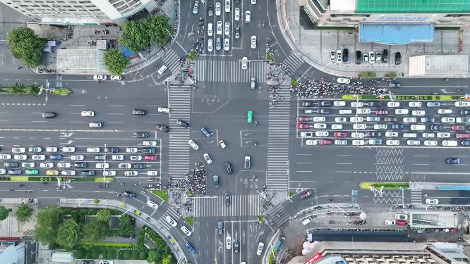车流大型十字路口长镜头