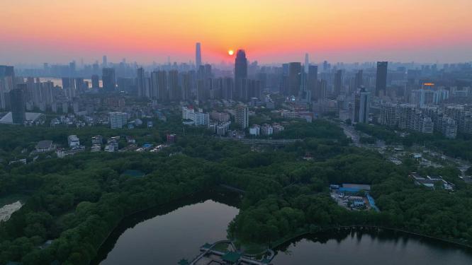 延时城市太阳落山