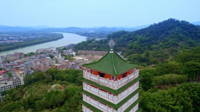航拍何仙姑旅游景区何仙姑塔