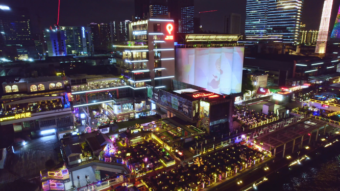 航拍夜幕下的珠江琶醍，广州最美的网红露天夜景酒吧一条街