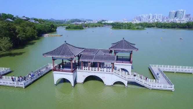 航拍惠州西湖景色