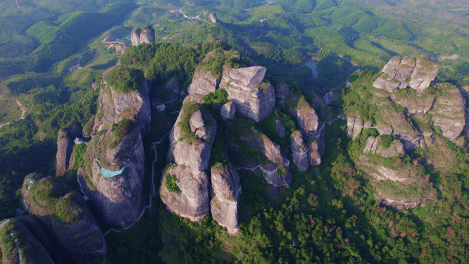 航拍广东河源龙川霍山风景区全貌