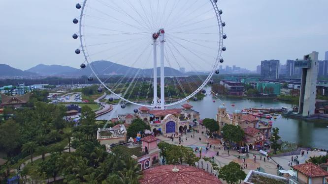 航拍顺德华侨城欢乐海岸摩天轮（顺德眼）