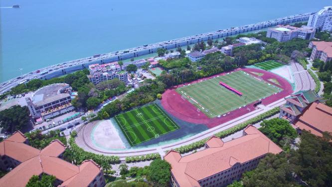 航拍福建厦门大学运动场地