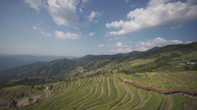 蓝天白云梯田风景