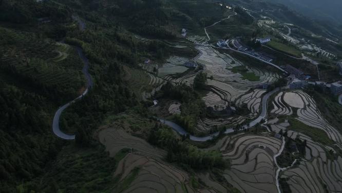 云瑶雪峰山傍晚梯田航拍