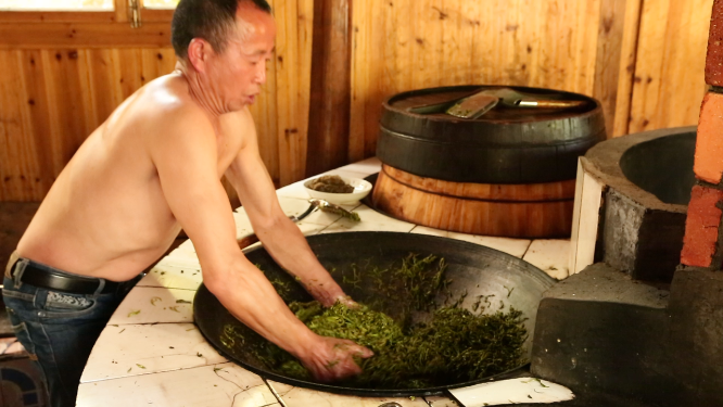 炒茶特写素材