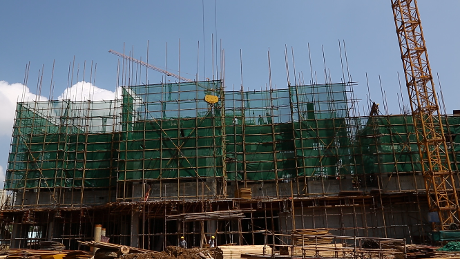 建筑工人建筑工地片段