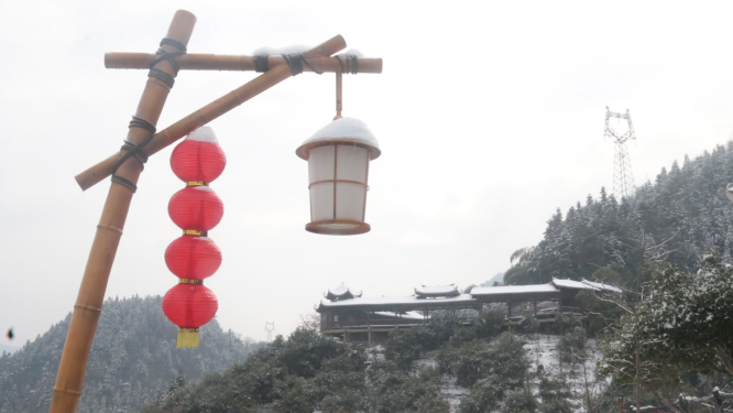 枫香瑶寨房屋装饰空镜